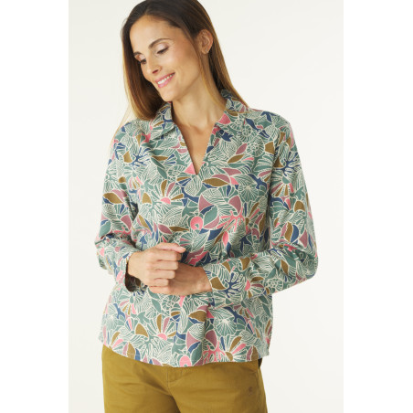 Blouse en flanelle avec imprimé aquatique | Mousqueton
