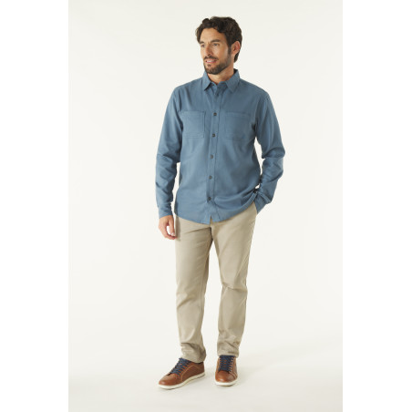 Men's bluish gray flannel shirt | Mousqueton