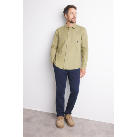 Men's moss green flannel shirt | Mousqueton