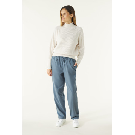 Pantalon large en flanelle femme gris bleuté | Mousqueton