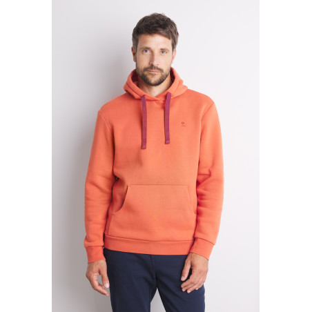Sweat à capuche homme orange tuile avec imprimé | Mousqueton