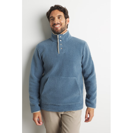 Sweat sherpa col haut pour homme gris bleuté | Mousqueton