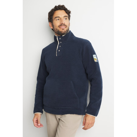 Sweat sherpa col haut pour homme bleu marine | Mousqueton