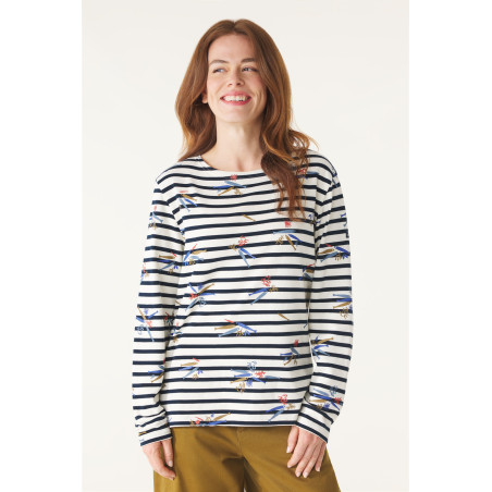 Marinière manches longues femme à motifs marins | Mousqueton