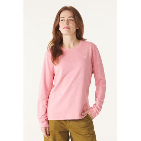 T-shirt manches longues femme rose pivoine avec imprimé | Mousqueton