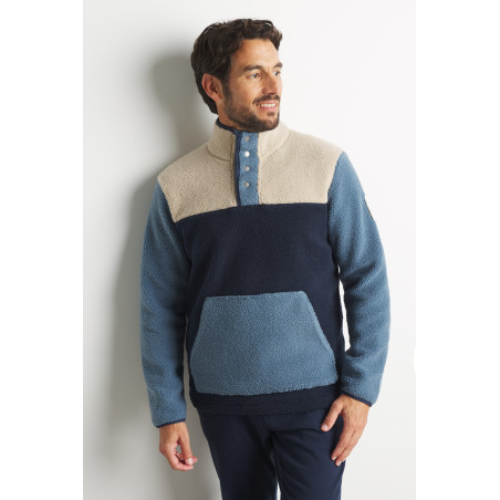 Sweat sherpa col haut pour homme blocs colorés | Mousqueton