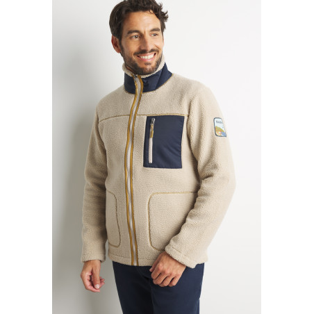 Gilet sherpa pour homme gris beige | Mousqueton