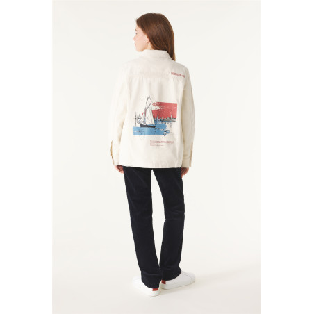 Veste de travail écrue chinée femme en collaboration avec Romuald Nio | Mousqueton