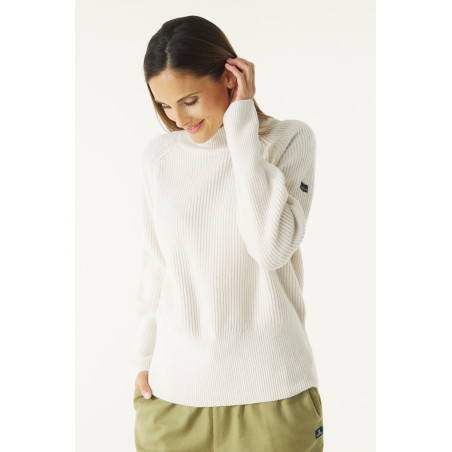 Women's off-white turtleneck wool sweater | Mousqueton