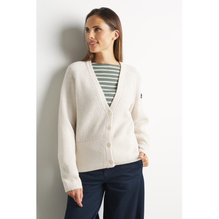 Women's off-white wool cardigan | Mousqueton