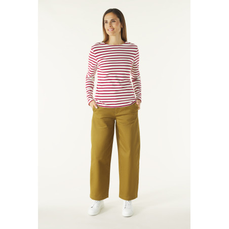 Marinière bicolore femme écru et rouge brique | Mousqueton