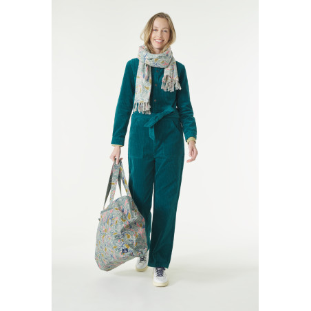 Khaki green patterned canvas bag | Mousqueton