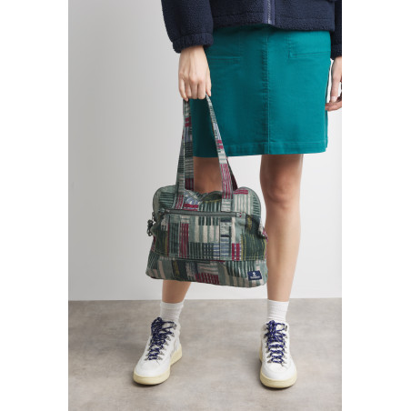 Khaki green printed canvas bag | Mousqueton