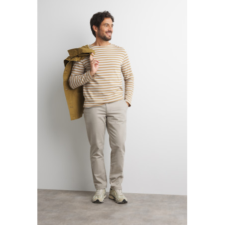 Pantalon chino homme en twill de coton gris pierre | Mousqueton