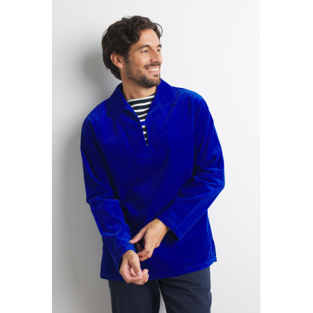 Vareuse mixte en velours côtelé bleu cobalt | Mousqueton