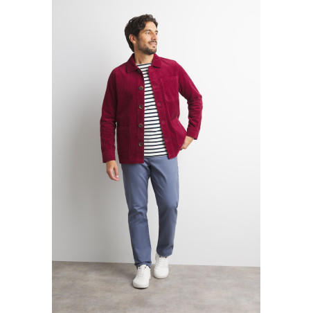 Veste de travail homme en velours côtelé rouge brique  | Mousqueton