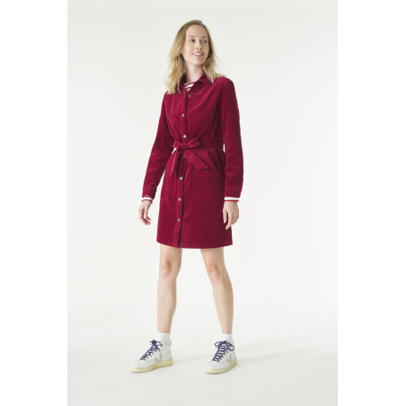 Brick red corduroy shirt dress | Mousqueton