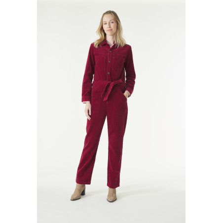 Women’s corduroy jumpsuit in brick red | Mousqueton