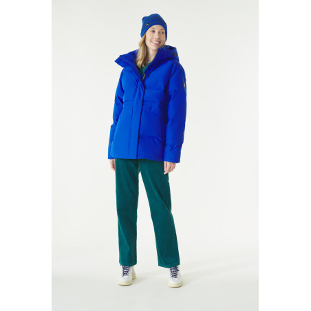Doudoune femme à capuche amovible bleu cobalt | Mousqueton