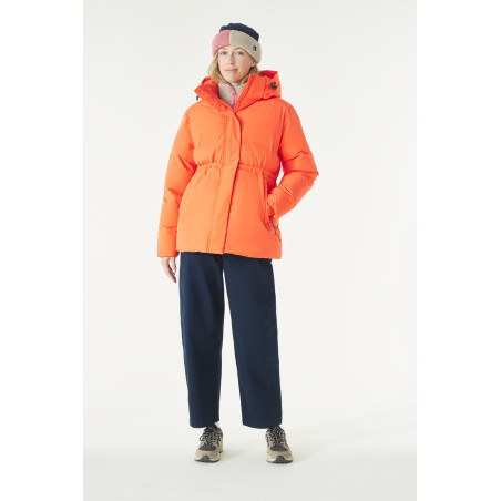 Doudoune femme à capuche amovible orange vif | Mousqueton