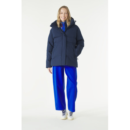 Doudoune femme à capuche amovible bleu marine | Mousqueton