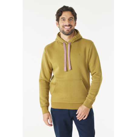 Sweat à capuche homme marron bronze avec imprimé | Mousqueton