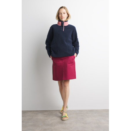 Sweat sherpa col haut pour femme bleu marine | Mousqueton