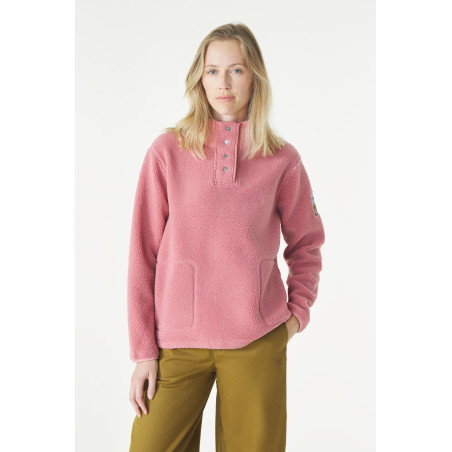 Sweat sherpa col haut pour femme rose pivoine | Mousqueton