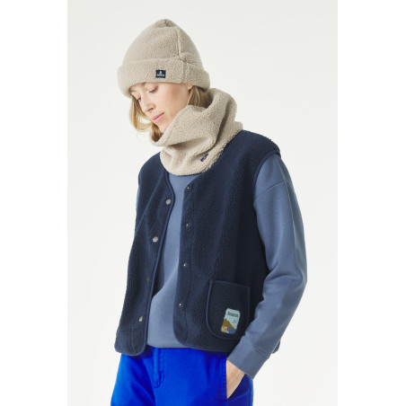 Gilet sans manches femme en sherpa bleu marine | Mousqueton
