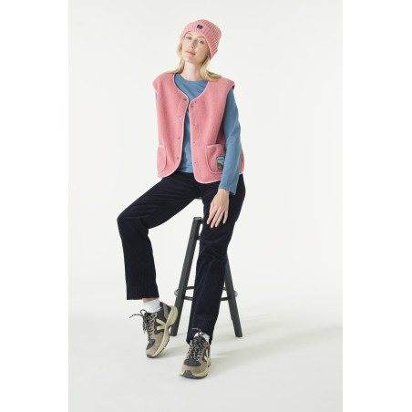 Gilet sans manches femme en sherpa rose pivoine | Mousqueton