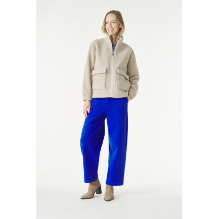 Gilet sherpa pour femme gris beige | Mousqueton