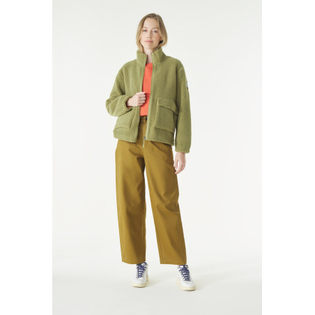Gilet sherpa pour femme vert mousse | Mousqueton