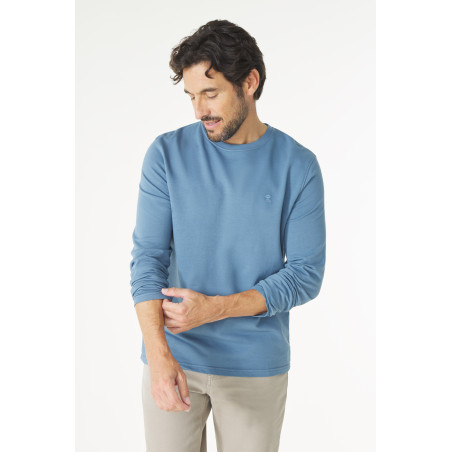 T-shirt manches longues homme gris bleuté avec imprimé | Mousqueton