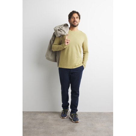 T-shirt manches longues homme vert mousse avec imprimé | Mousqueton