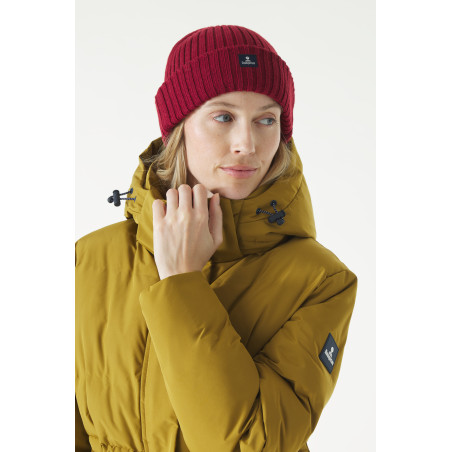 Bonnet côtelé LOGONIG en laine rouge brique | Mousqueton