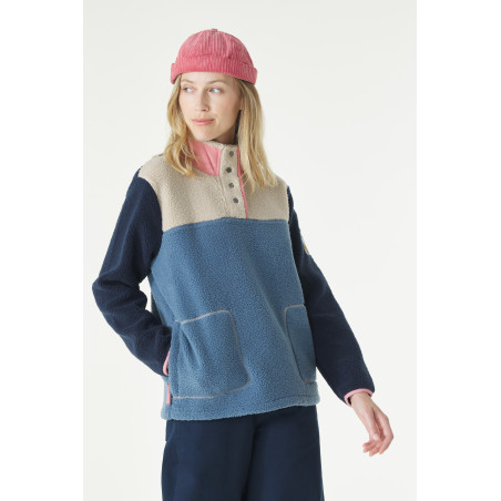 Sweat sherpa col haut pour femme blocs multicolores | Mousqueton