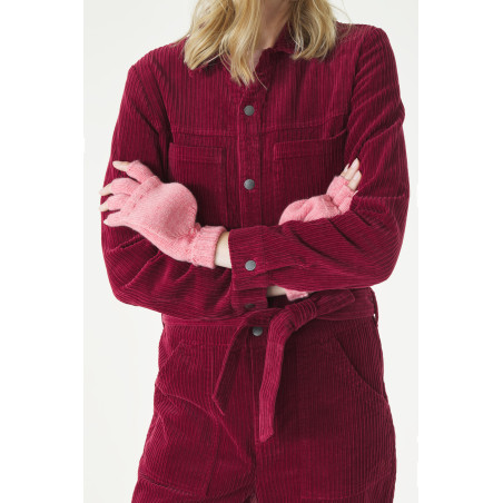 Mitaines modulables KERNE en laine rose pivoine | Mousqueton