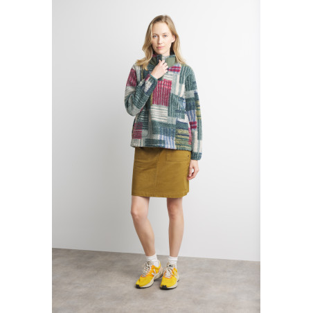 Sweat sherpa col haut pour femme motif multicolore | Mousqueton