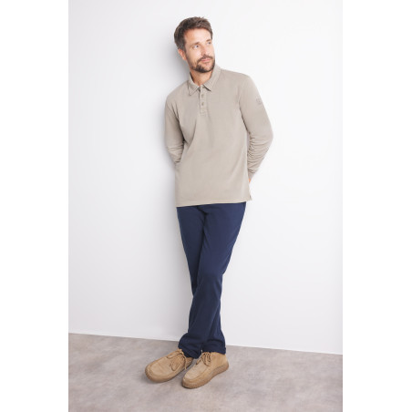 Polo manches longues homme gris pierre | Mousqueton