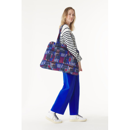 Cobalt blue printed canvas bag | Mousqueton
