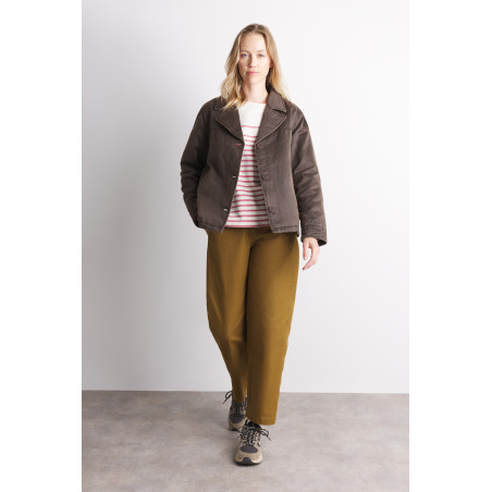 Women’s peacoat with coffee brown suede finish | Mousqueton