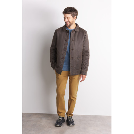 Work jacket with a coffee brown coated finish | Mousqueton