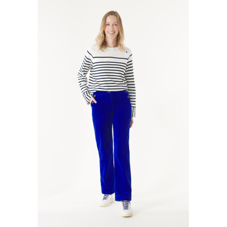 Women's cobalt blue corduroy pants | Mousqueton
