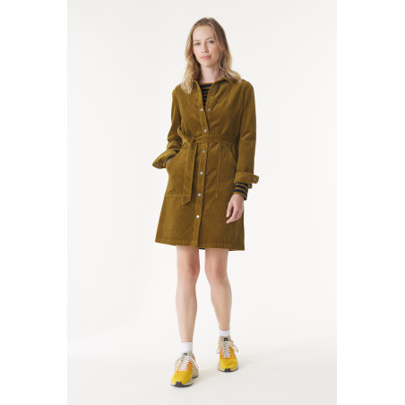 Bronze brown corduroy shirt dress | Mousqueton