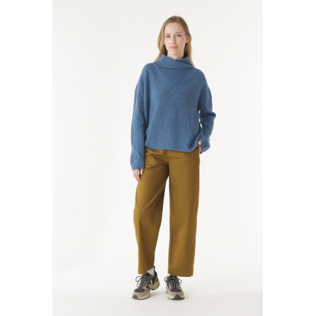 Women's thistle blue oversized wool sweater | Mousqueton