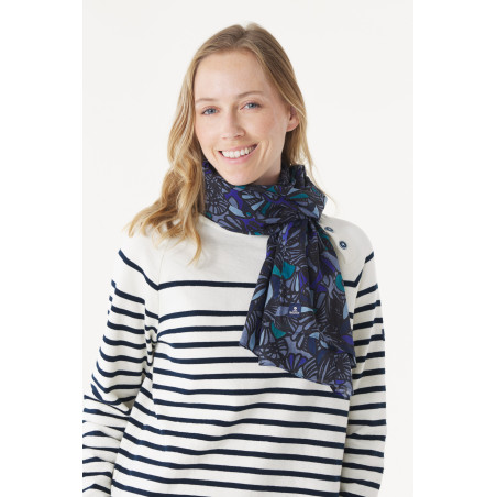 Foulard à motifs coquillages bleu cobalt | Mousqueton
