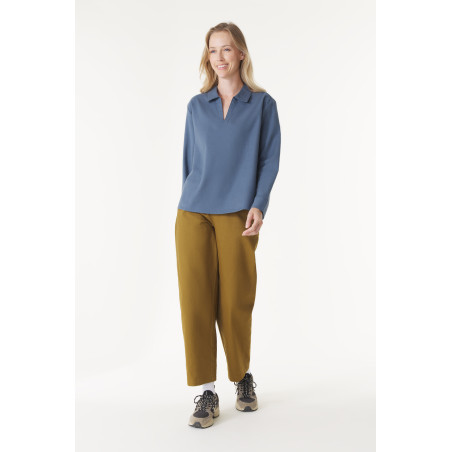 Blouse unie gris bleuté en flanelle | Mousqueton