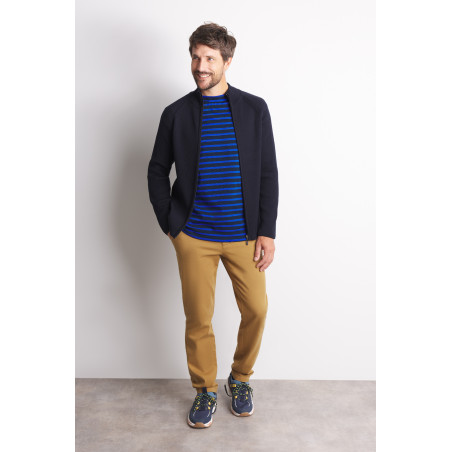 Pull zippé GURVAN en tricot bleu marine | Mousqueton
