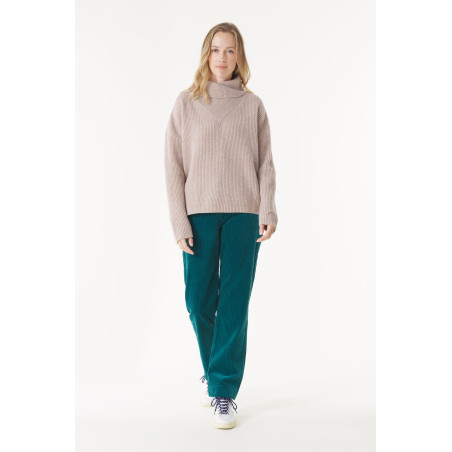 Women's stone gray oversized wool sweater | Mousqueton