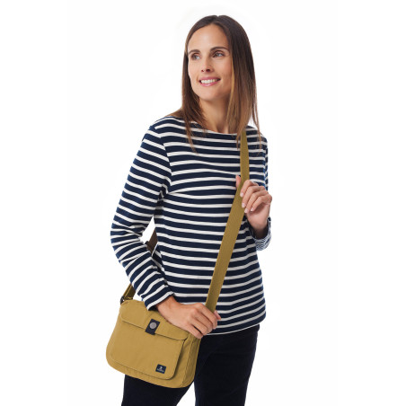Bronze brown zippered bag and adjustable shoulder strap | Mousqueton